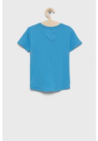 TOMMY HILFIGER - Tommy Hilfiger t-shirt bawełniany dziecięcy. Okazja: na co dzień. Kolor: niebieski. Materiał: bawełna. Długość rękawa: krótki rękaw. Długość: krótkie. Wzór: nadruk. Styl: casual #4