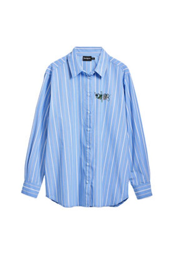 Desigual Koszula Dont Do It 25SWCW16 Niebieski Loose Fit. Kolor: niebieski. Materiał: bawełna