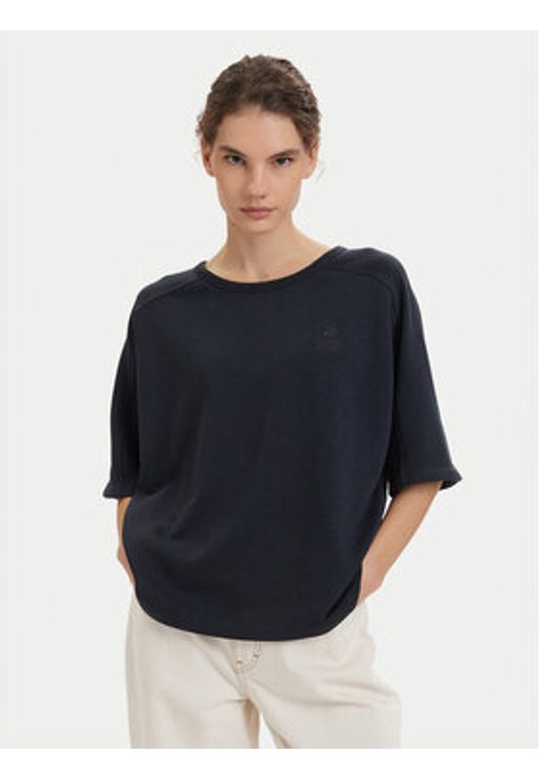 Beverly Hills Polo Club T-Shirt P-SS26W-TS0081 Granatowy Oversize. Typ kołnierza: polo. Kolor: niebieski. Materiał: bawełna