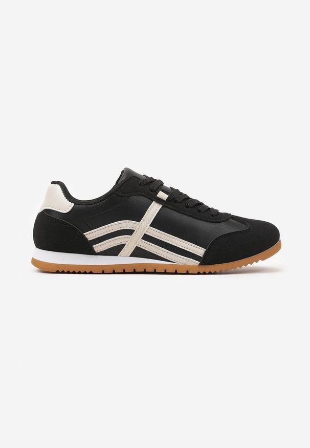 Renee - Czarne Sneakersy przed Kostkę z Paskami na Cholewce Deniffia. Okazja: na co dzień. Wysokość cholewki: przed kostkę. Zapięcie: pasek. Kolor: czarny. Szerokość cholewki: normalna