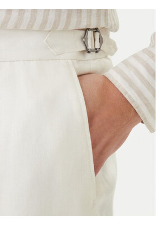 BOSS Spodnie materiałowe H-Perino 50563231 Biały Relaxed Fit. Kolor: biały. Materiał: len