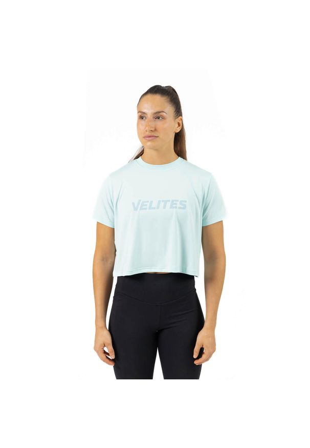 VELITES - Damski crop top Velites Holo. Kolor: zielony, wielokolorowy, beżowy. Sport: fitness