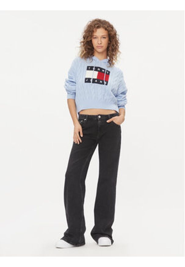 Tommy Jeans Sweter Center Flag DW0DW16528 Błękitny Regular Fit. Kolor: niebieski. Materiał: syntetyk