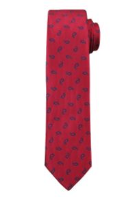 Alties - Czerwony Elegancki Męski Krawat -ALTIES- w Granatowy Wzór Paisley. Kolor: czerwony, wielokolorowy, niebieski. Materiał: tkanina. Wzór: paisley. Styl: elegancki #1