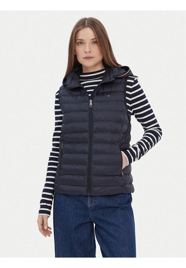 TOMMY HILFIGER - Tommy Hilfiger Bezrękawnik Global Stripe WW0WW42051 Granatowy Regular Fit. Kolor: niebieski. Materiał: syntetyk. Długość rękawa: bez rękawów