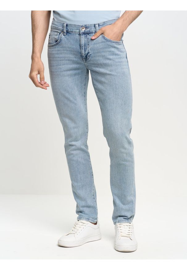 Big-Star - Spodnie jeans męskie skinny Owen 210. Okazja: na spotkanie biznesowe. Kolor: niebieski. Styl: biznesowy