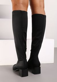 Born2be - Czarne Klasyczne Kozaki na Obcasie Teriles. Kolor: czarny. Materiał: dzianina, jeans. Obcas: na obcasie. Styl: klasyczny. Wysokość obcasa: średni #4