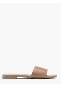 Ryłko - Beżowe klapki damskie na płaskiej podeszwie KAJA. Kolor: beżowy. Materiał: syntetyk. Obcas: na płaskiej podeszwie #1