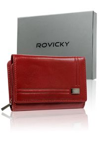 ROVICKY - Portfel skórzany Rovicky [DH] CPR-002-BAR czerwony. Kolor: czerwony. Materiał: skóra