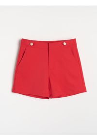 Sinsay - Bawełniane szorty z ozdobnymi guzikami - czerwony. Kolor: czerwony. Materiał: bawełna