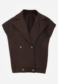 Born2be - Brązowa Garniturowa Kamizelka Oversize z Dwurzędowym Zapięciem Edriana. Okazja: na co dzień, na spotkanie biznesowe, do pracy. Kolor: brązowy. Materiał: poliester, jeans. Styl: casual, biznesowy, elegancki, klasyczny #8