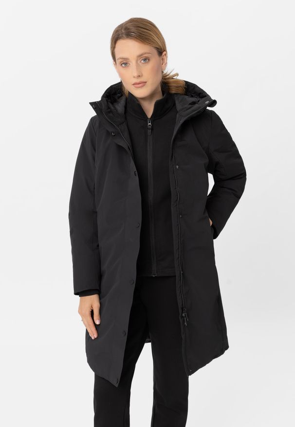 Volcano - Wodoodporny, zimowy płaszcz J-ISLA. Okazja: na co dzień. Materiał: puch, polar, syntetyk, materiał. Wzór: napisy. Sezon: zima. Styl: casual