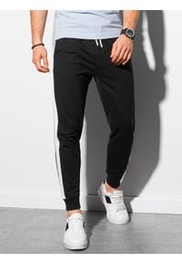 Ombre Clothing - Spodnie męskie dresowe joggery P951 - czarne - XL. Kolor: czarny. Materiał: dresówka #3