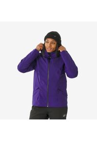 WEDZE - Kurtka narciarska i snowboardowa damska Quechua 500. Kolor: fioletowy, wielokolorowy, czarny. Materiał: tkanina, skóra, materiał, syntetyk, włókno. Sezon: zima. Sport: narciarstwo, snowboard