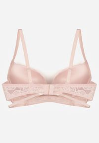 Renee - Różowy Koronkowy Biustonosz w Klasycznym Stylu z Aplikacją Galinassa. Kolor: różowy. Materiał: koronka. Wzór: aplikacja #4