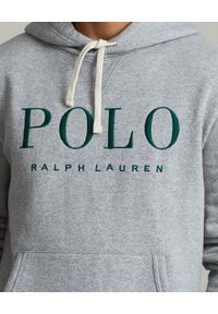 Ralph Lauren - RALPH LAUREN - Szara bluza z kapturem i haftowanym logo. Typ kołnierza: kaptur. Kolor: szary. Długość rękawa: długi rękaw. Długość: długie. Wzór: haft. Styl: klasyczny