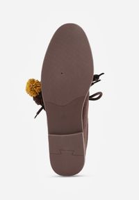 Born2be - Ciemnobrązowe Mokasyny VICES z Wkładką ze Skóry Natualnej Ozdobione Koralikami. Nosek buta: okrągły. Kolor: brązowy. Materiał: skóra. Wzór: aplikacja. Obcas: na obcasie. Styl: klasyczny. Wysokość obcasa: niski #3