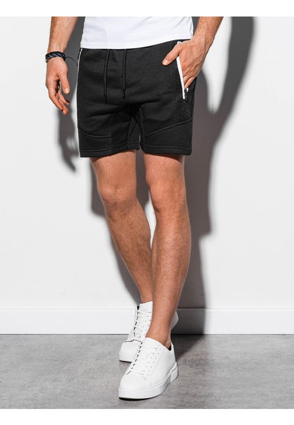 Czarne szorty Ombre Clothing z aplikacjami, krótkie