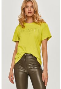 TwinSet - Twinset - T-shirt. Okazja: na co dzień. Kolor: żółty, zielony, wielokolorowy. Materiał: bawełna, dzianina. Wzór: nadruk. Styl: casual, klasyczny #1