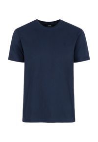 Ochnik - Granatowy T-shirt męski z logo. Kolor: niebieski. Materiał: bawełna. Długość: krótkie