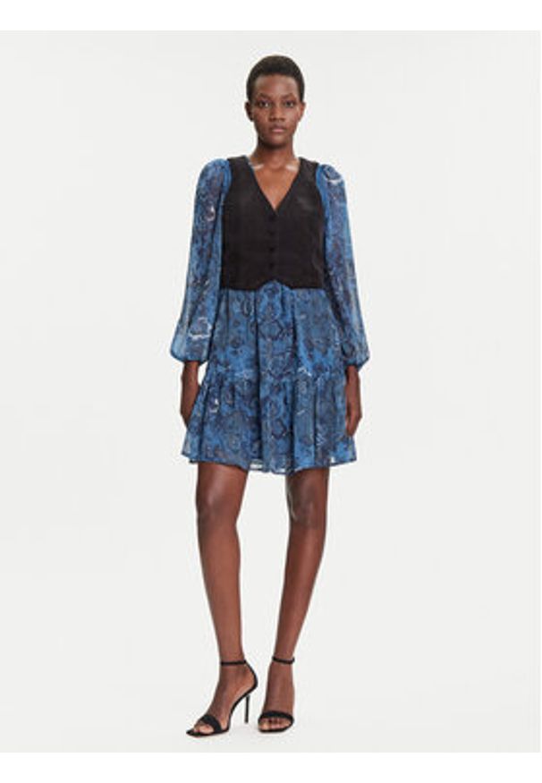 Desigual Sukienka codzienna Chaleco 25WWVW27 Niebieski Regular Fit. Okazja: na co dzień. Kolor: niebieski. Materiał: syntetyk. Typ sukienki: proste. Styl: casual