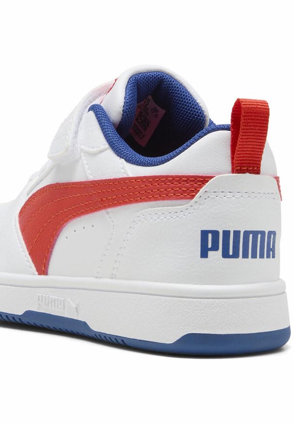 Puma - Dziecięce sneakersy PUMA Rebound V6 Lo PUMA White Fierce Red Clyde Royal Blue. Kolor: biały, czerwony, niebieski, wielokolorowy