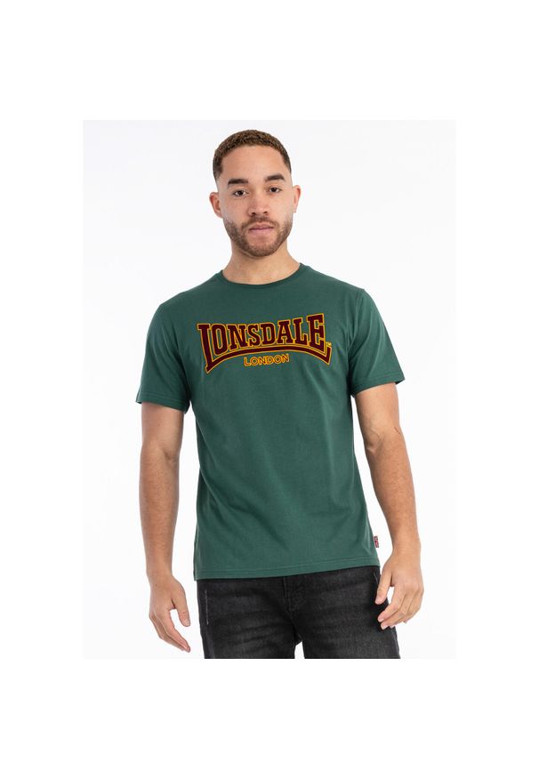 Koszulka Lonsdale Classic. Kolor: zielony. Materiał: bawełna, welur. Wzór: nadruk