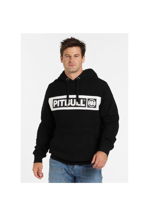 PITBULL - Bluza męska Pitbull z kapturem Sherwood. Typ kołnierza: kaptur. Kolor: czarny. Sport: fitness