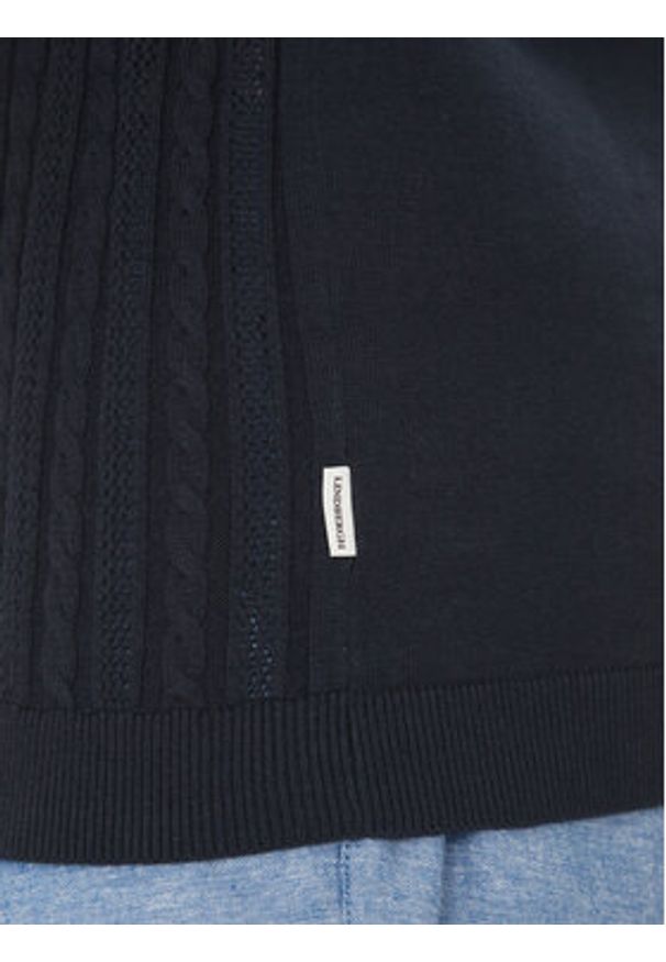 Lindbergh Sweter 30-804115 Granatowy Slim Fit. Kolor: niebieski. Materiał: bawełna