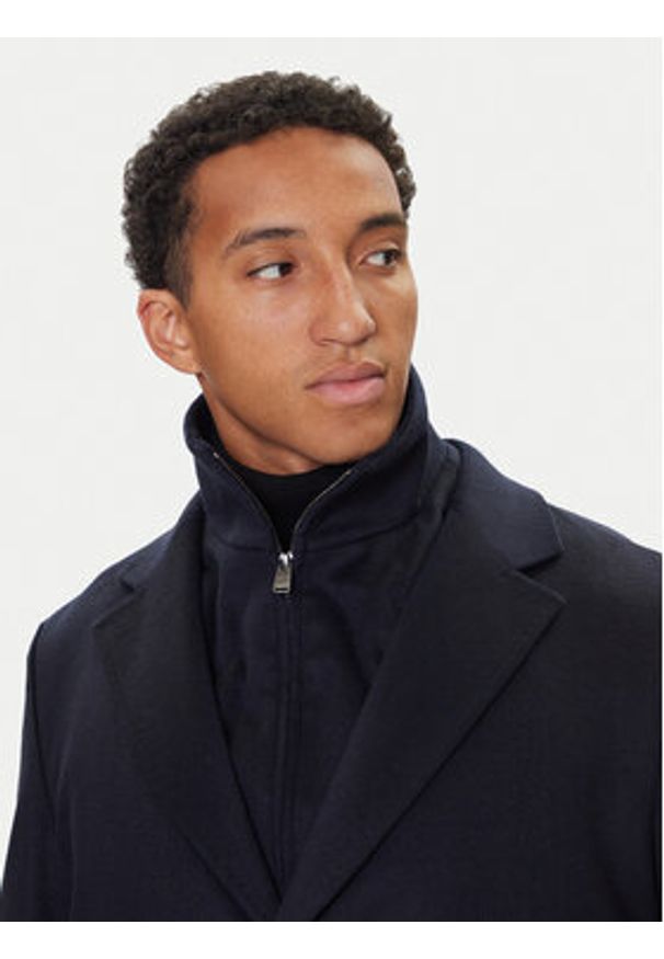 BOSS Płaszcz wełniany H-Jared 50551085 Granatowy Regular Fit. Kolor: niebieski. Materiał: wełna