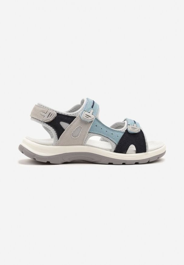 Born2be - Niebieskie Sandały Vices Ozdobione Perforacją Reivirae. Okazja: na co dzień, na spacer. Zapięcie: rzepy. Kolor: niebieski. Wzór: aplikacja. Sezon: lato. Styl: casual, sportowy