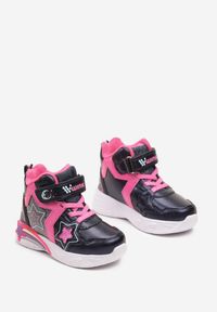 Born2be - Granatowe Botki Sneakersy ze Świecącą Podeszwą Ozdobione Gwiazdkami i Brokatem Notavia. Kolor: niebieski. Materiał: dzianina. Wzór: aplikacja. Styl: elegancki #3