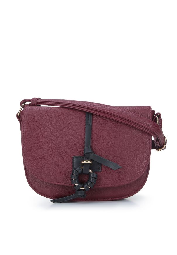 Wittchen - Torebka crossbody z kółkiem. Kolor: czerwony. Wzór: haft, aplikacja. Dodatki: z haftem. Materiał: skórzane. Styl: casual