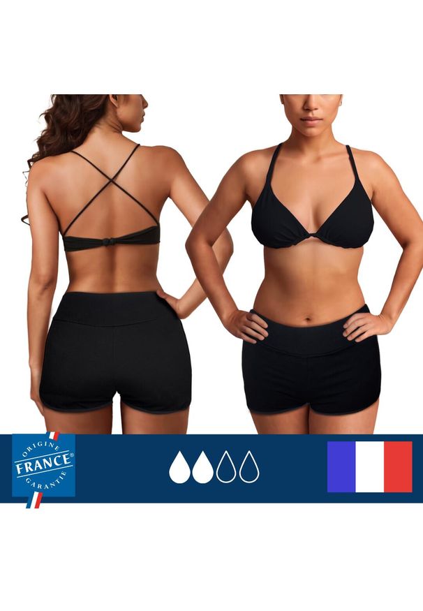 PLIM UNDERWEAR - Menstruacyjne szorty kąpielowe – średnia chłonność. Kolor: czarny