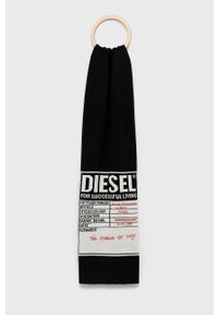 Diesel Szalik męski kolor czarny z aplikacją. Kolor: czarny. Wzór: aplikacja #1