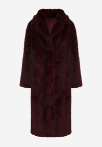 Born2be - Bordowy Jednorzędowy Płaszcz Futerko o Klasycznym Kroju Yrelsha. Okazja: na co dzień. Kolor: czerwony. Materiał: futro. Styl: klasyczny #4