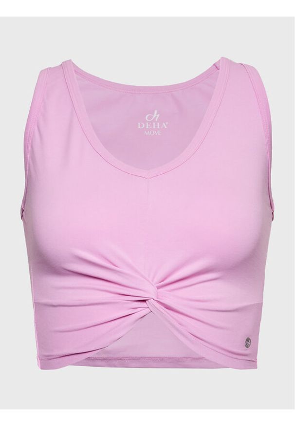 Deha Top A00190 Różowy Slim Fit. Kolor: różowy. Materiał: bawełna