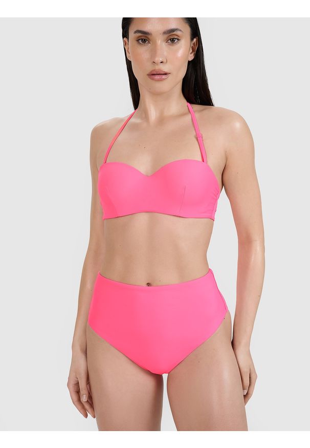 4f - 4F Dół od bikini damski - różowy XL. Stan: podwyższony. Kolor: różowy. Materiał: materiał, włókno, syntetyk, elastan