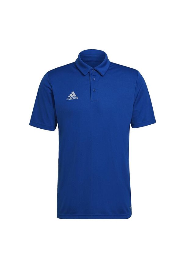 Koszulka polo do piłki nożnej męska Adidas Entrada 22 Polo z krótkim rękawem. Typ kołnierza: polo. Kolor: niebieski. Długość rękawa: krótki rękaw. Długość: krótkie. Sport: piłka nożna, fitness