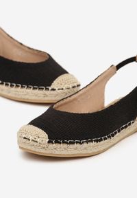 Renee - Czarne Sandały Espadryle Slingback Ozdobione Plecionką Addiena. Nosek buta: otwarty. Kolor: czarny. Wzór: aplikacja. Sezon: lato. Styl: elegancki #3