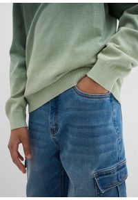 bonprix - Sweter z dzianiny o splocie drobnych oczek, w cieniowanym kolorze. Kolor: zielony. Materiał: dzianina. Wzór: ze splotem