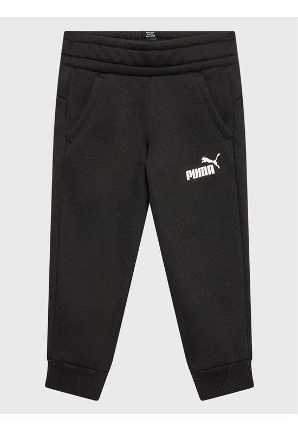 Puma Spodnie dresowe Essentials Logo 586973 Czarny Regular Fit. Kolor: czarny. Materiał: syntetyk, bawełna