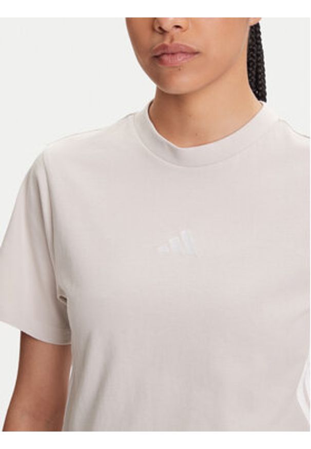 Adidas - adidas T-Shirt Essentials 3-Stripes JE1237 Beżowy Regular Fit. Kolor: beżowy. Materiał: bawełna