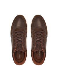 TOMMY HILFIGER - Tommy Hilfiger Sneakersy Dressy Runner FM0FM05910 Brązowy. Kolor: brązowy. Materiał: skóra #5