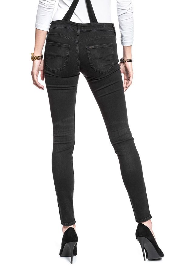 Lee - DAMSKIE OGRODNICZKI LEE SKINNY BIB CHARCOAL BLACK L39ELCLP