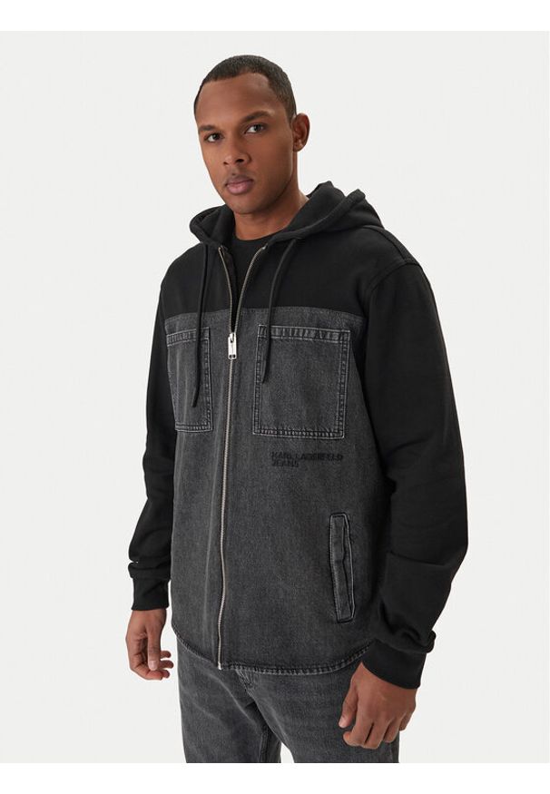 Karl Lagerfeld Jeans Kurtka jeansowa B1M14044 Szary Regular Fit. Kolor: szary. Materiał: bawełna