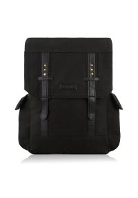 Plecak męski A4 ze skóry wegańskiej PAOLO PERUZZI E-03-BL czarny. Kolor: czarny. Materiał: materiał. Wzór: paski #1