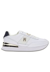 TOMMY HILFIGER - Buty Tommy Hilfiger Elevated Feminine Runner FW0FW07306-YBS - białe. Zapięcie: sznurówki. Kolor: biały. Materiał: guma, skóra, tkanina. Szerokość cholewki: normalna. Wzór: aplikacja