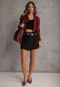 Renee - Czarne Spódnico-Szorty z Metalicznymi Sercami przy Łańcuszku Meztila. Kolor: czarny #3