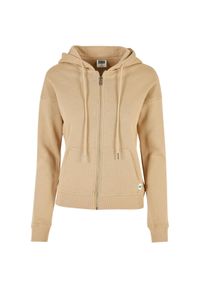 Sweat damska bluza z kapturem zapinana na zamek Urban Classics Organic Terry. Typ kołnierza: kaptur. Kolor: beżowy. Materiał: bawełna #1
